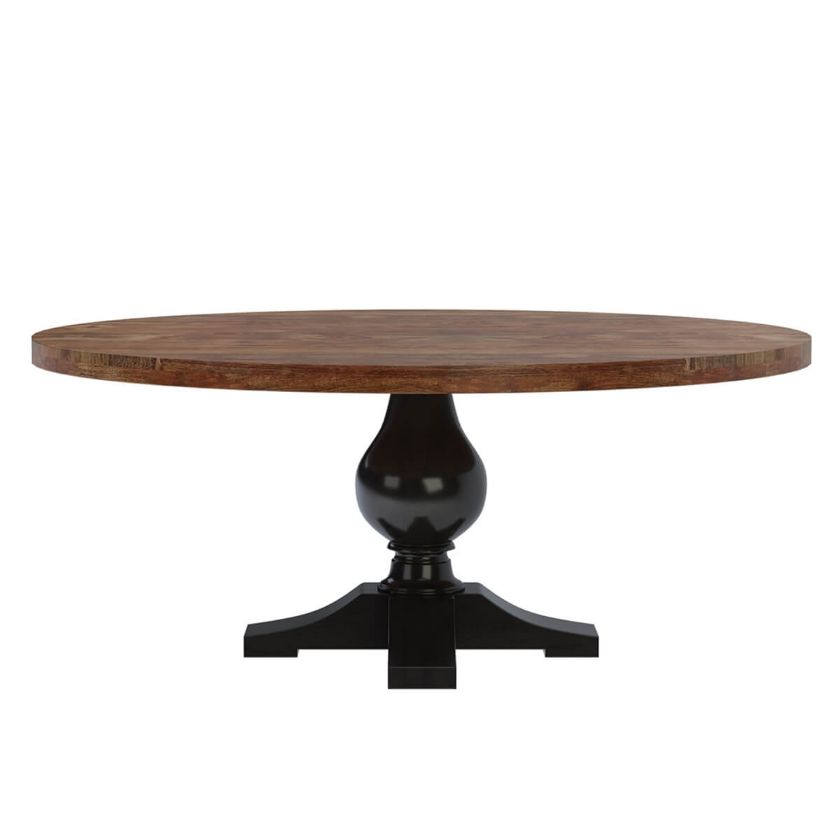 Rexburg Black Two Tone Solid Wood Farmhouse Round Dining Table 4124