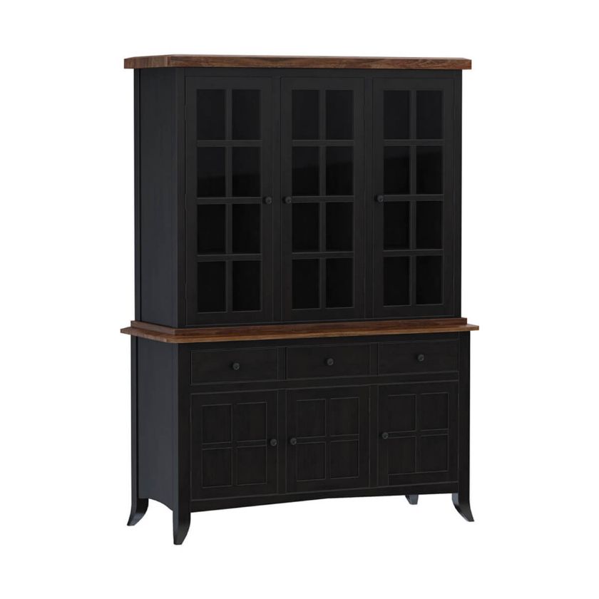 Rexburg Black Two Tone Solid Wood Dining Room Farmhouse Hutch 5159