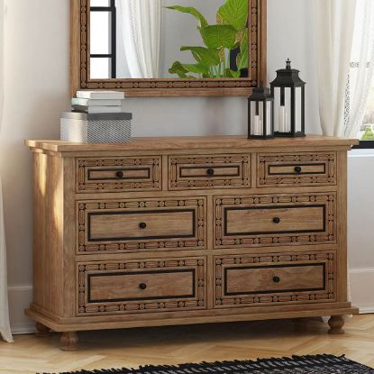 Picture of Morna Traditional Solid Wood Large Dresser with 7 Drawers