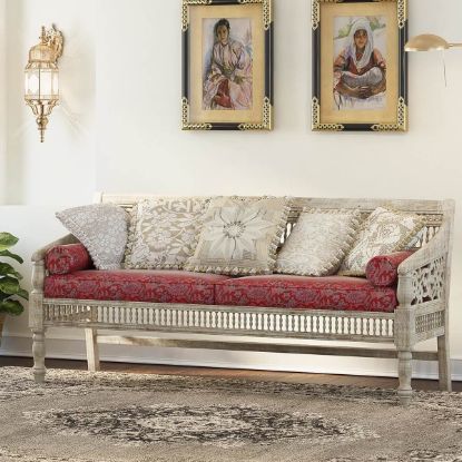 Picture of Pennsylvania Solid Wood Traditional Hand carved 3-seater Moroccan Sofa		