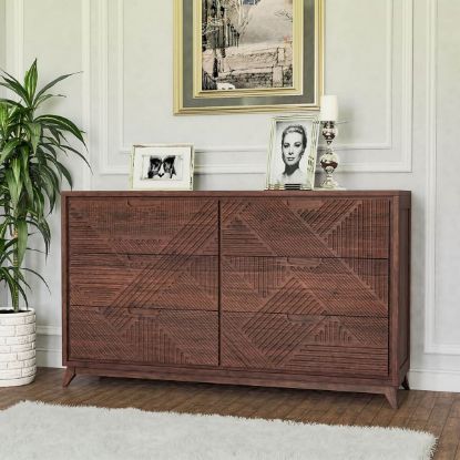 Picture of Madsen Mahogany Wood Double Dresser With 6 Drawers