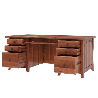 Real Solid Wood Desks For Home Office - Wooden Desks with Drawers.