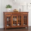 Granada Rustic Solid Wood Glass Door 3 Drawer Large Buffet Cabinet