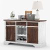 Picture of Illinois Solid Wood Two Tone Farmhouse Wine Bar Credenza