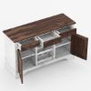 Picture of Illinois Solid Wood Two Tone Farmhouse Wine Bar Credenza