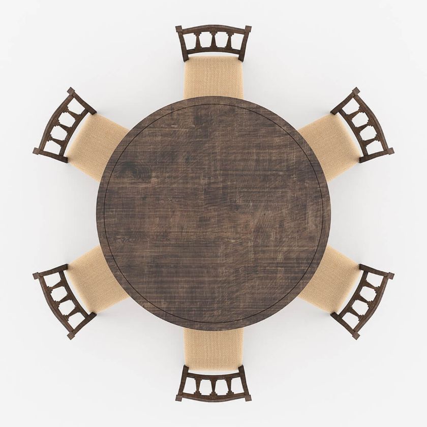 Atherton Solid Teak Wood Handcrafted Round Dining Table Set.