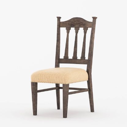 Picture of Atherton Solid Teak Wood Slat Back Upholstered Dining Chair