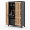 Picture of Belluno Rustic Solid Wood Tall Armoire Bar and Wine Cabinet 