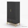 Picture of Lausanne 2 Tone Solid Wood Modern Tall Black Bar Cabinet Armoire