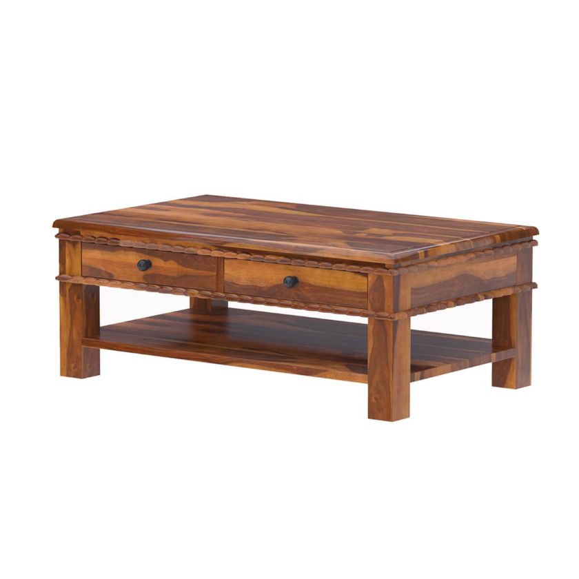 Everett Rustic Solid Wood Coffee Table End Table Set.