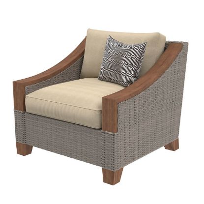 Picture of Mykonos Grey Wicker and Teak Wood Outdoor Sofa Armchair