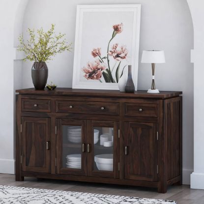 Picture of Sela Classic Rustic Solid Wood Large Buffet Cabinet with Drawers