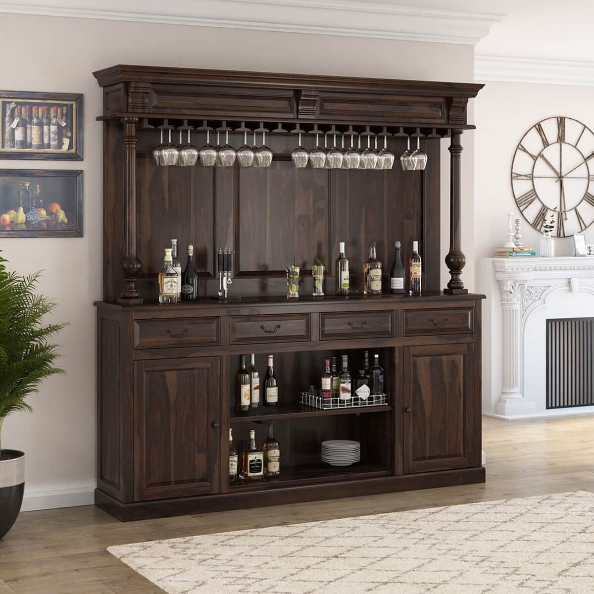 Coffee Bar Wine Bar RISE AND WINE! Cabinet Hutch Dining Room Kitchen