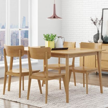 Aragon Two Tone Mid-Century Modern Solid Wood Dining Table Chair Set.