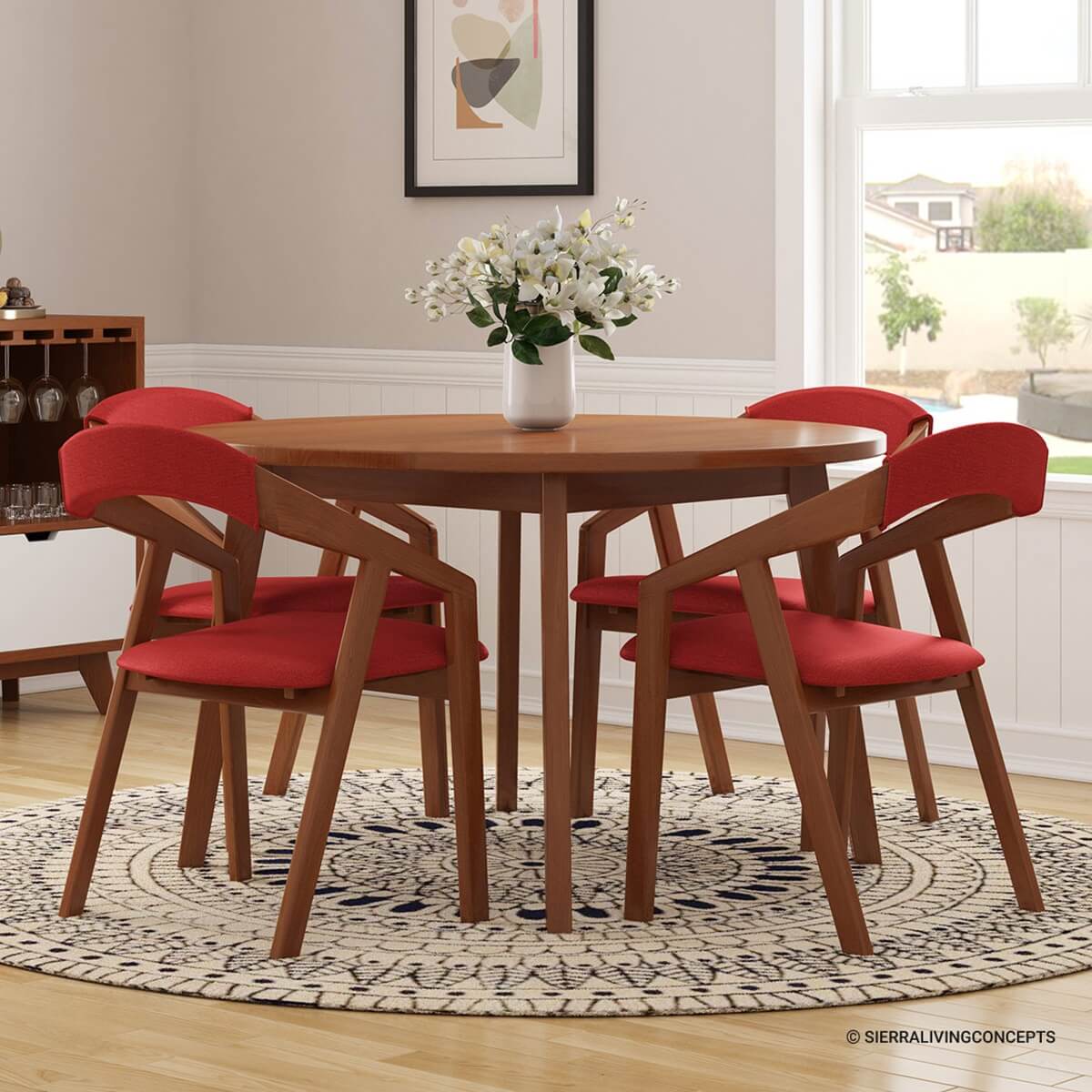 Alamosa Solid Wood 4 Seater Small Round Kitchen Table Chair Set.