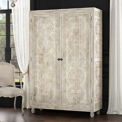 Picture of Lahaina Large White Armoire with Drawers and Shelves