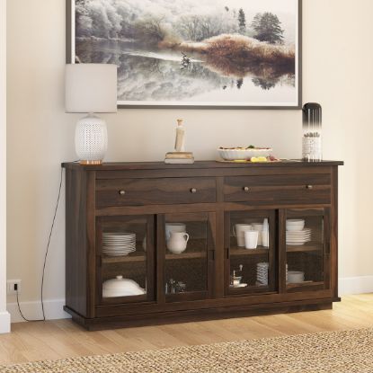 Picture of Pescara Rustic Solid Wood Large Buffet with Sliding Glass Door