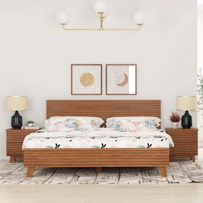 Picture of Hackney Mid-Century Modern Solid Teak Wood Platform Bed