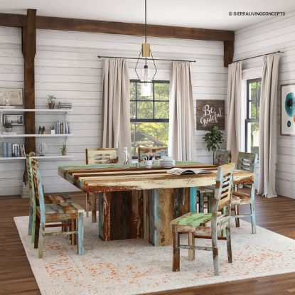 Dallas Ranch Solid Wood Square Dining Room Table Set.