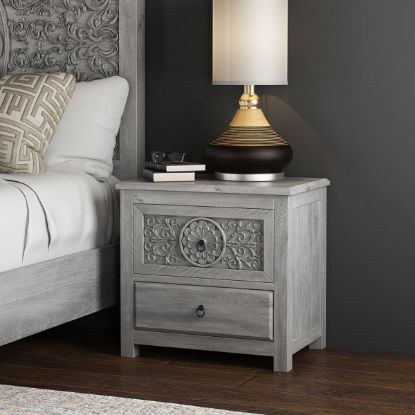 Picture of Oxford Mahogany Wood 2 Drawer Bedside Nightstand