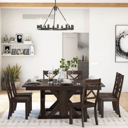 Picture of Anacortes Solid Wood Square Dining Table Set For 8