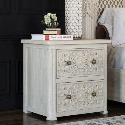 Traditional 2 Drawers Wood Nightstand By Louis Philippe Iii, Grey By B –  Modish Store