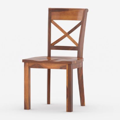 Picture of Seward Rustic Solid Wood X Back Dining Chair