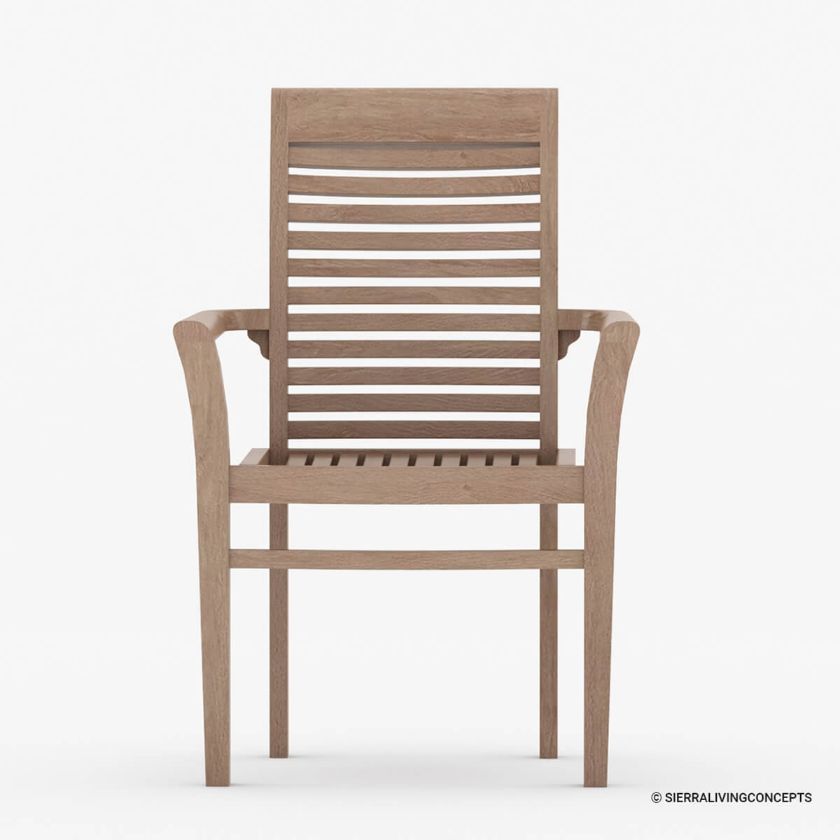 Picture of Emden Rustic Teak Wood Slatted Back Outdoor Dining Chair