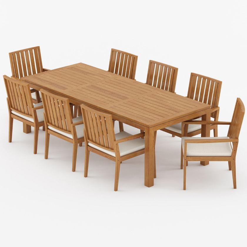 Bernburg Teak Outdoor Rectangular Dining Table with Armchair Set