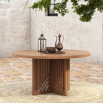 Picture of Renfrew Teak Modern Outdoor Round Dining Table 