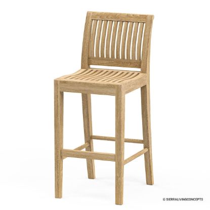 Picture of Tamworth Rustic Teak Wood Outdoor Bar Chair