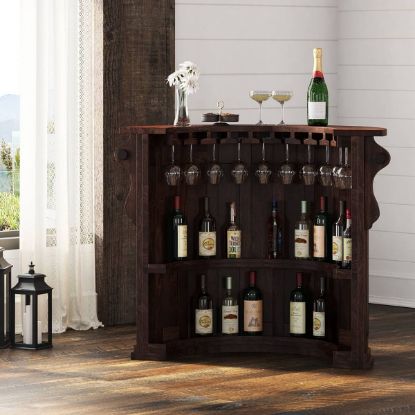 Picture of Valentano Rustic Solid Wood Home Bar Table