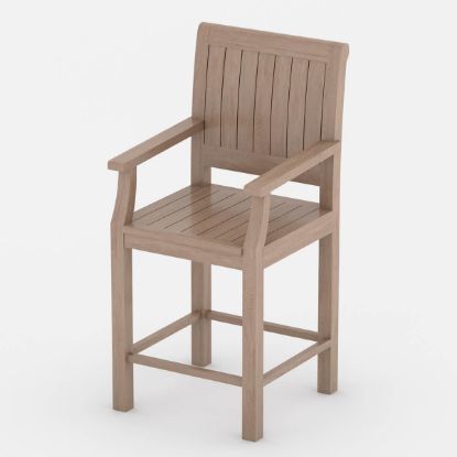 Picture of Wismar Rustic Teak Wood Slatted Outdoor Bar Chair