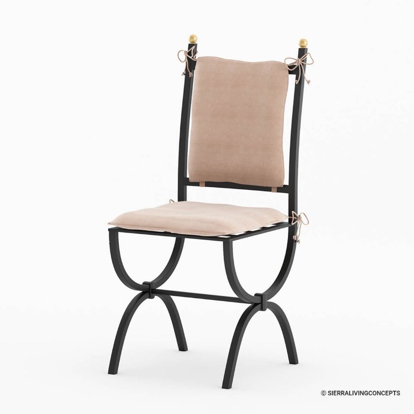 Picture of Quimper Industrial Style Upholstered Wrought Iron Dining Chair