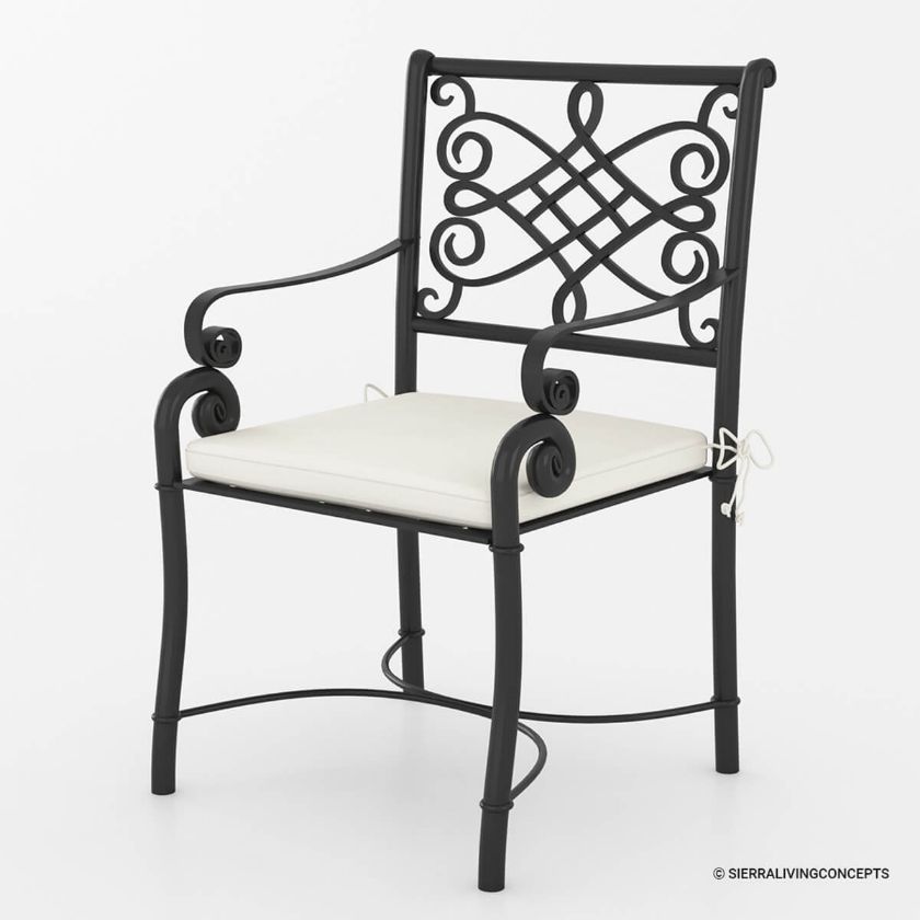 Picture of Clamart Solid Wood & Wrought Iron Round Patio Dining Chair