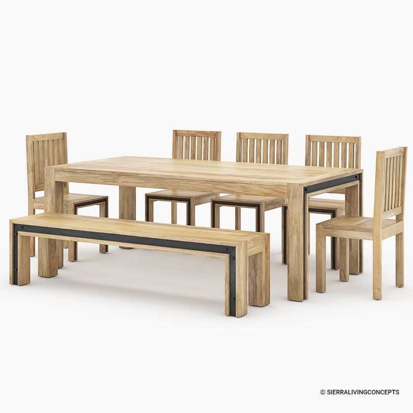 Marseille Modern Rustic Solid Wood Dining Room Set.