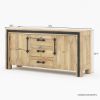 Picture of Marseille Rustic Solid Wood 3 Drawer Long Sideboard Cabinet