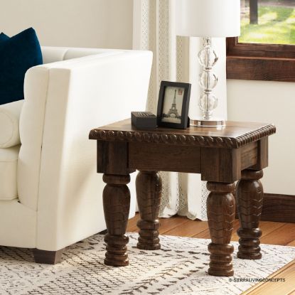 Picture of Renens Rustic Solid Wood Traditional End Table