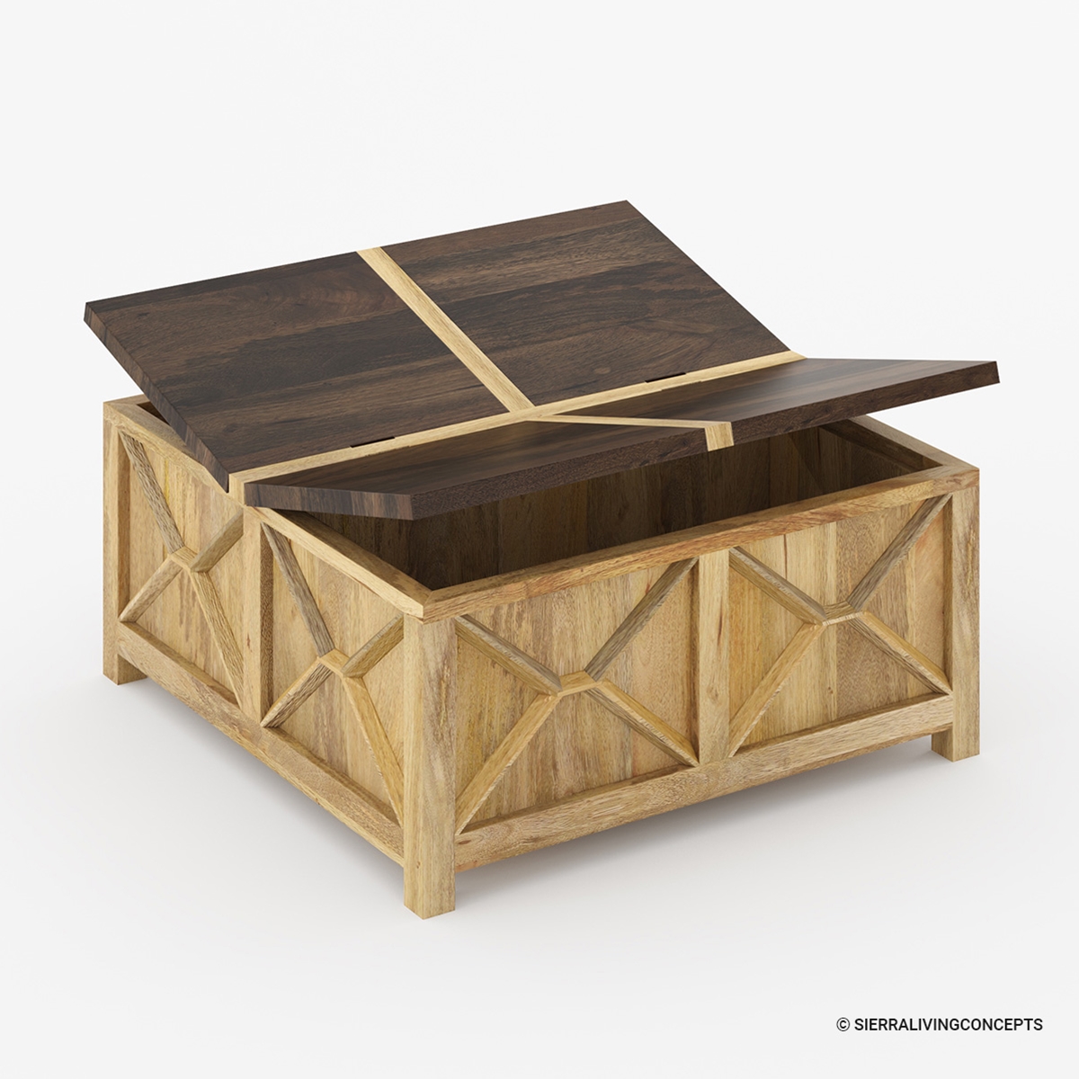 Kokanee Rustic Solid Wood Double Top Storage Trunk Coffee Table
