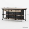 Picture of Meredith Solid Wood Rustic Kitchen Island with open shelves