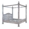 Picture of Adelaide Distressed Hand Painted Royal Solid Wood Canopy Platform Bed
