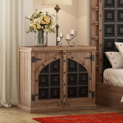 Picture of Abbotsbury Rustic Solid Wood Iron Accent Nightstand