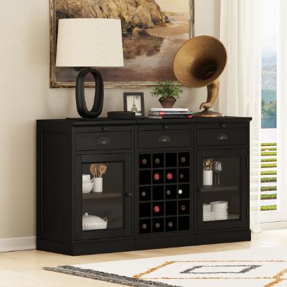 Picture of Marbella Black Buffet Glass Bar Cabinet 