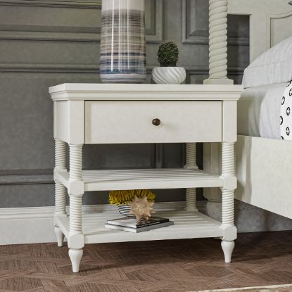 Picture of Hartlepool Natural Solid Wood 1 Drawer Bedroom Nightstand