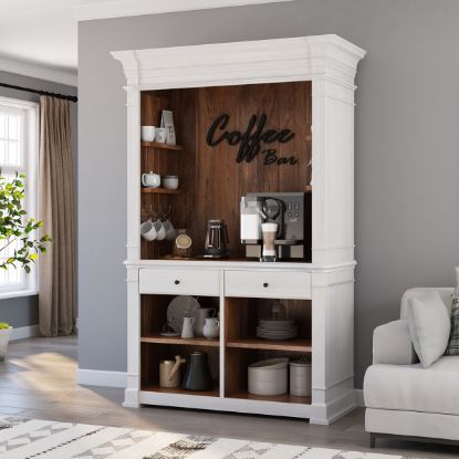 Sherbrooke Large Farmhouse Coffee Bar Hutch With Barn Doors   0410387 Cambuslang Large White Farmhouse Coffee Bar Hutch 415 