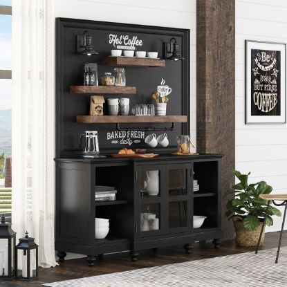 Loomis Tall Two Tone Rustic Kitceh Hutch With Cornice Top.