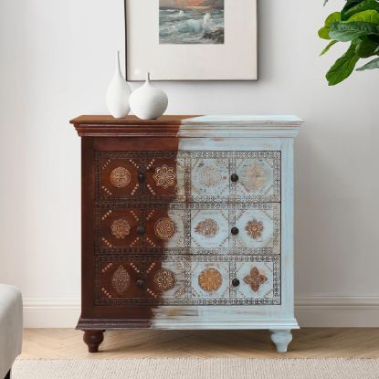 Picture of Clayton Rustic Solid Wood Traditional 2 Tone Small Dresser