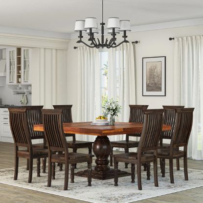 Modern Simplicity Rustic Wood Dining Room Table and Chair Set.