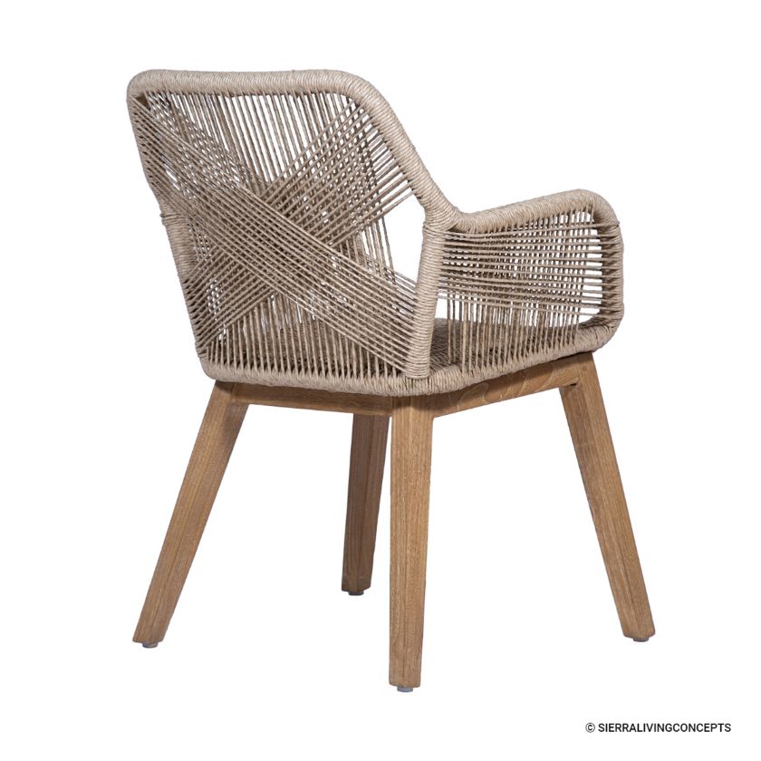 Alloa Rustic Teak Wood Woven Rope Dining Chair