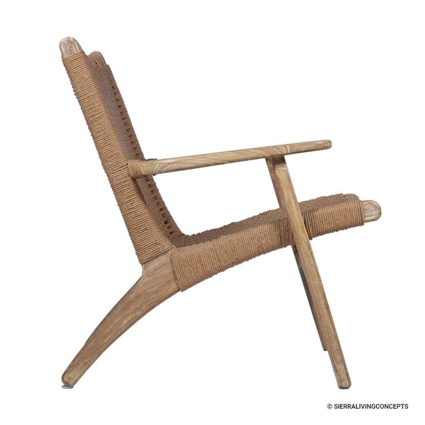 Bearsden Rustic Teak Wood Woven Rope Lazy Chair